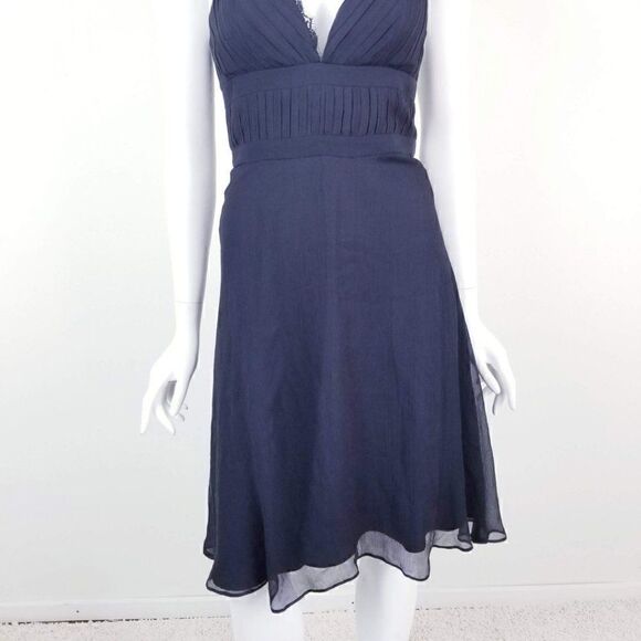 WHBM Womens Size 0 Black Silk Halter Top Cocktail Mini Dress NWT - Picture 3 of 8